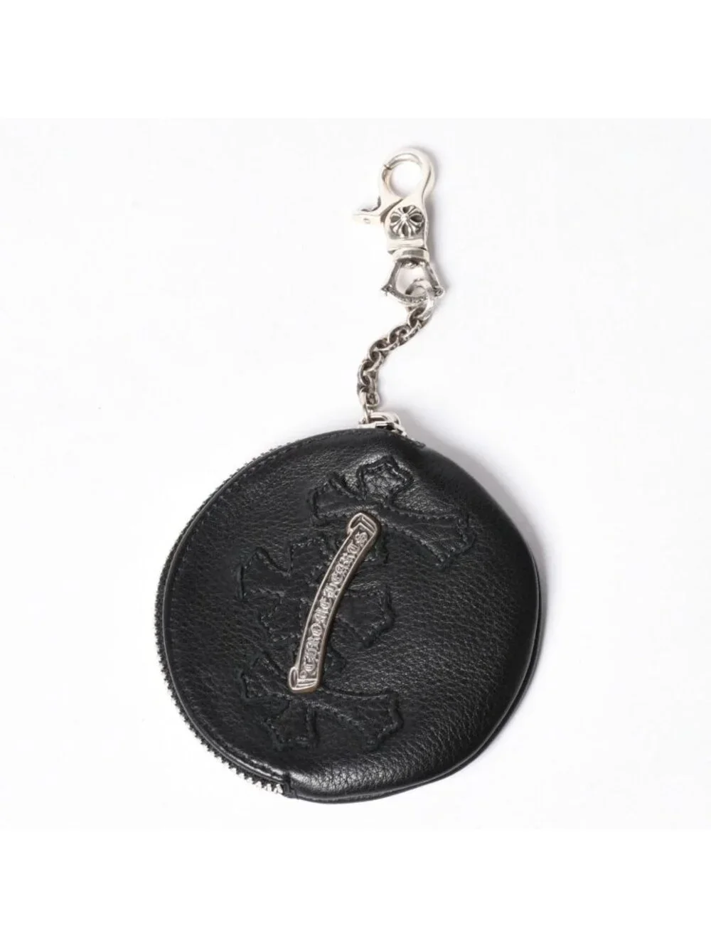 Chrome Hearts Paper with Chain Cross Patch Leather Wallet 925 Sterling Silver